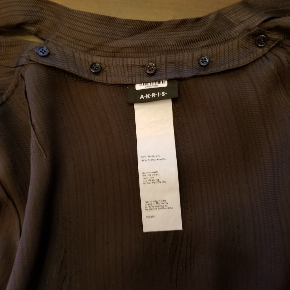 Akris Punto Silk Button Down Blouse Size 8 Gray - Picture 4 of 5